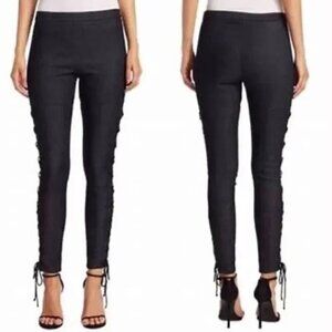Cinq a Sept Kiran Lace-Up Skinny Pants Jeans Stretch Moto Classic Size 4 Women's